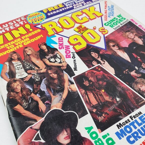 Rock Scene Spotlights Magazine Guns Roses Skid Row Posters Aug 1990 Unread Stock - Picture 11 of 11